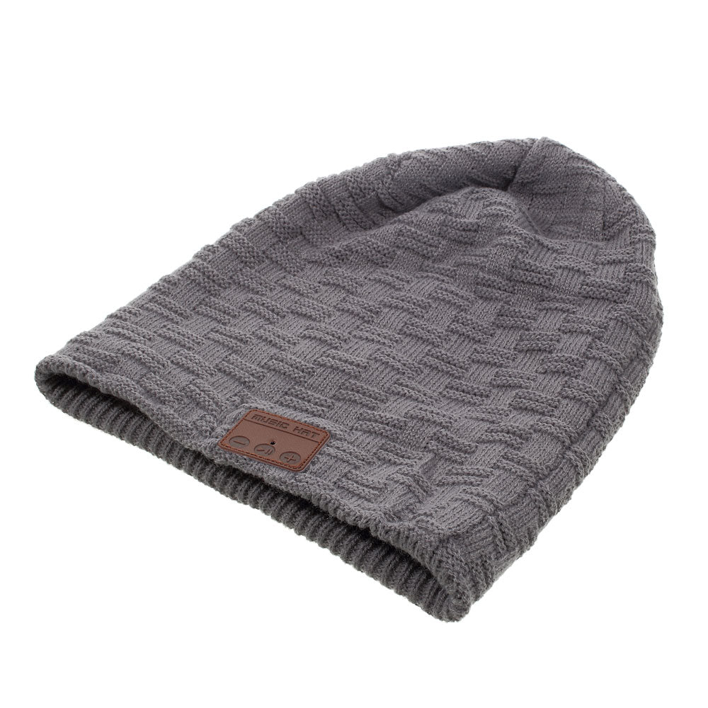 Grid Pattern Outdoor Bluetooth 3.0 Wireless Smart Knit Headphone Speaker Music Hat