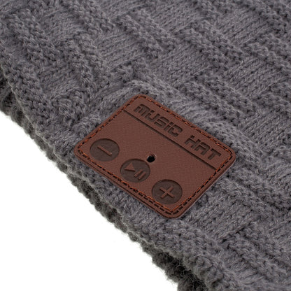 Grid Pattern Outdoor Bluetooth 3.0 Wireless Smart Knit Headphone Speaker Music Hat