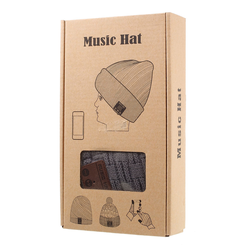 Grid Pattern Outdoor Bluetooth 3.0 Wireless Smart Knit Headphone Speaker Music Hat