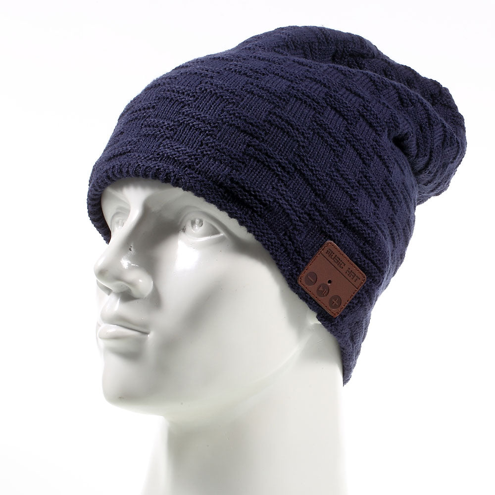 Grid Pattern Outdoor Bluetooth 3.0 Wireless Smart Knit Headphone Speaker Music Hat