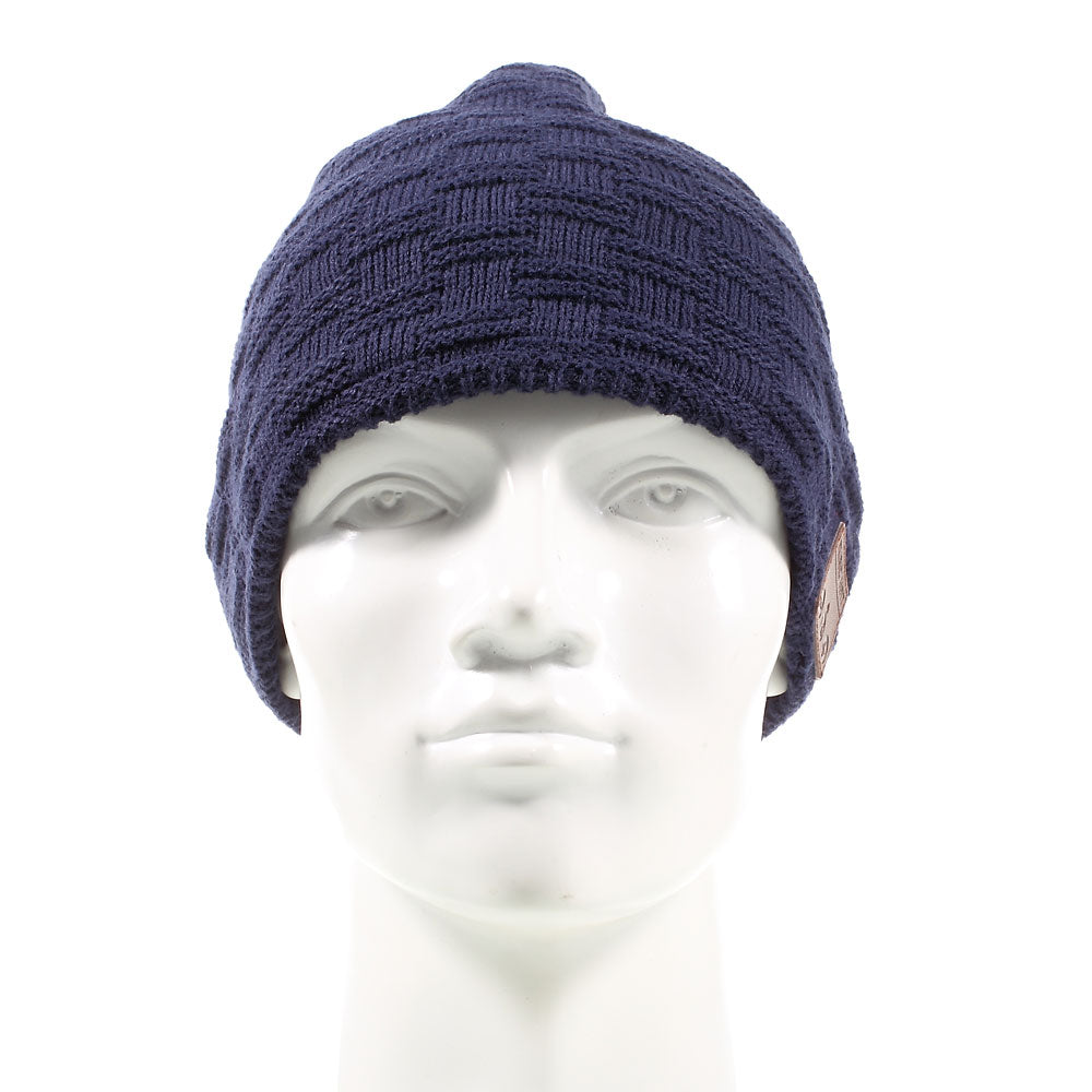 Grid Pattern Outdoor Bluetooth 3.0 Wireless Smart Knit Headphone Speaker Music Hat