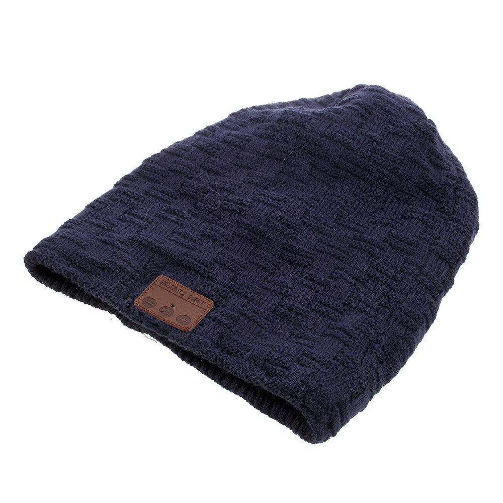 Grid Pattern Outdoor Bluetooth 3.0 Wireless Smart Knit Headphone Speaker Music Hat