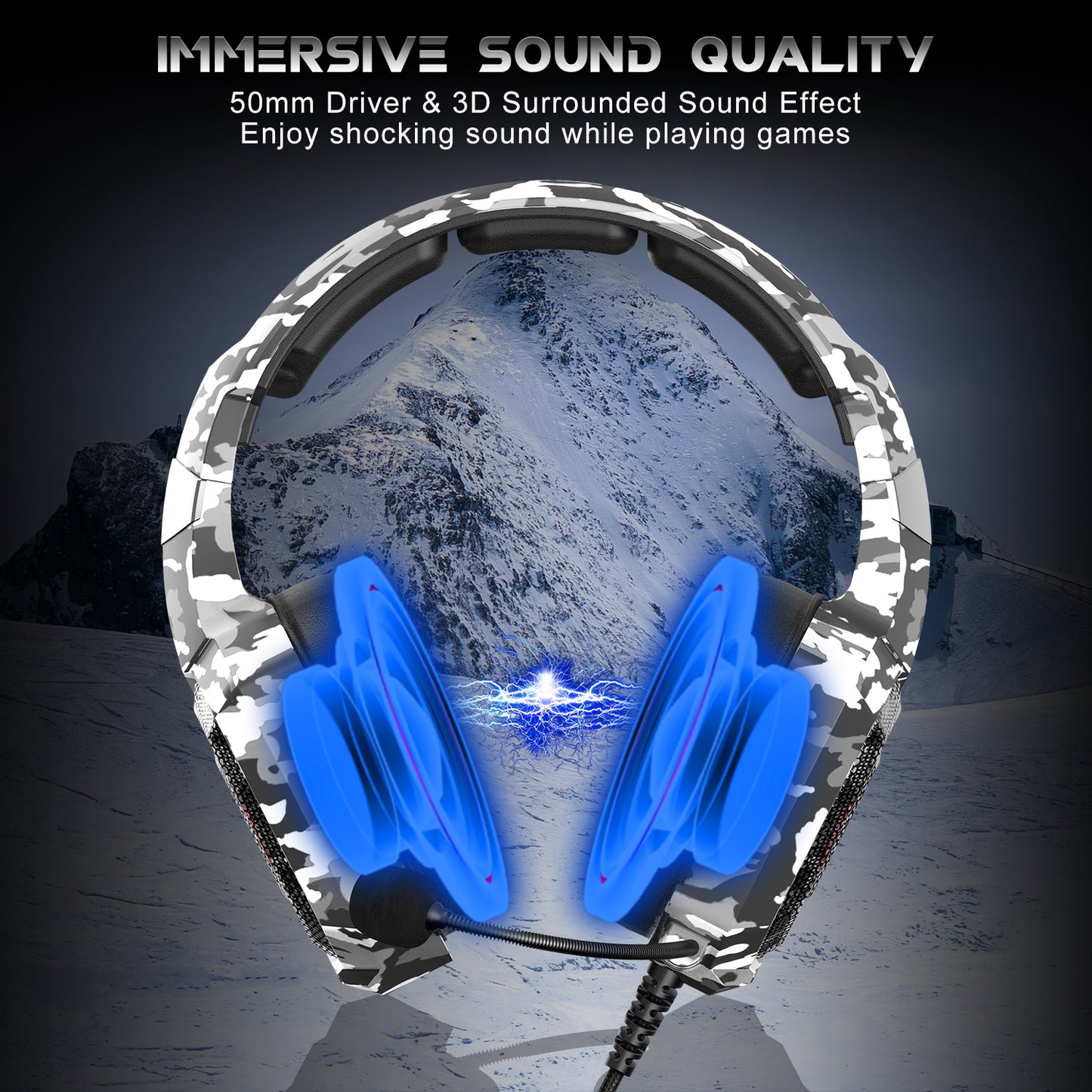 ONIKUMA K8 Camouflage Omnidirectional MIC USB Gaming Headset Wired Headphone