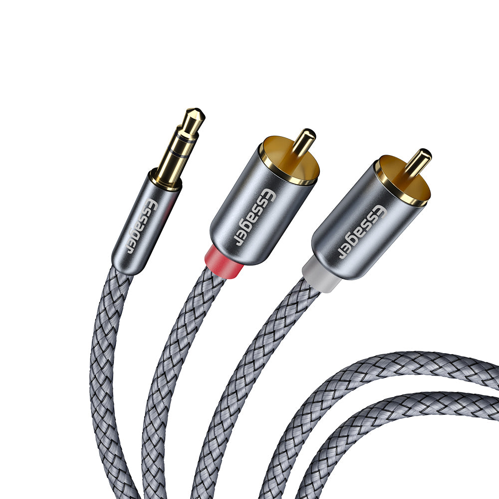 ESSAGER 3.5mm to 2-Male RCA Adapter Audio Stereo Cable 0.5m
