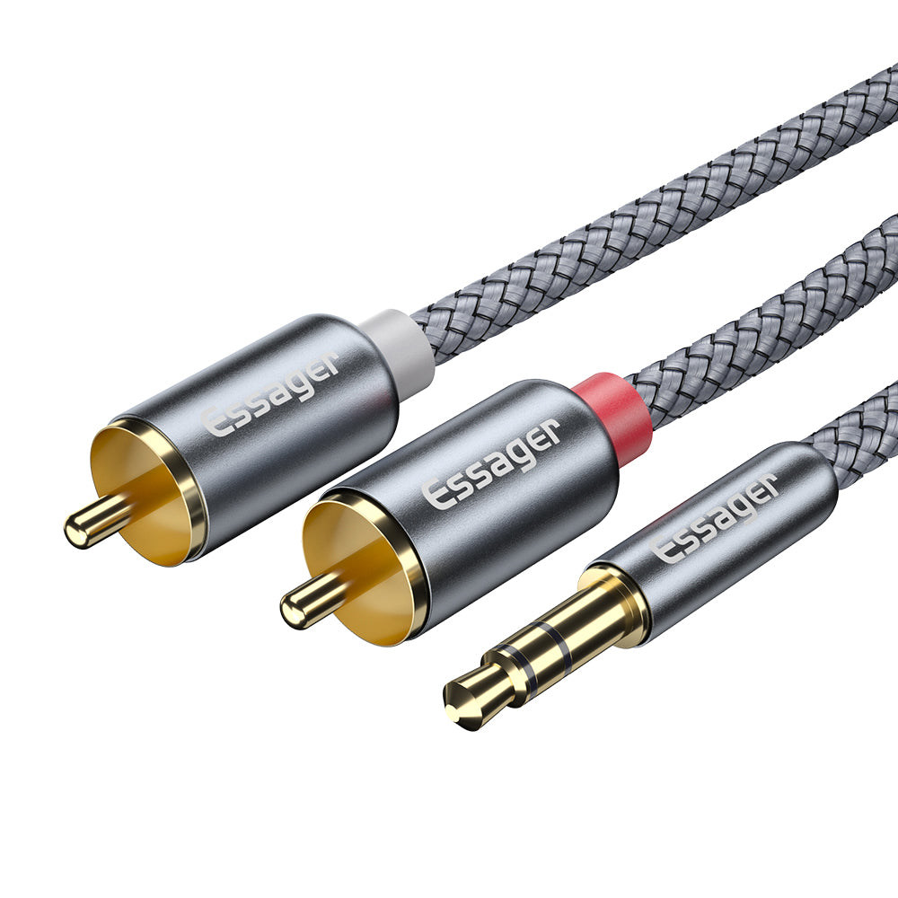 ESSAGER 3.5mm to 2-Male RCA Adapter Audio Stereo Cable 0.5m