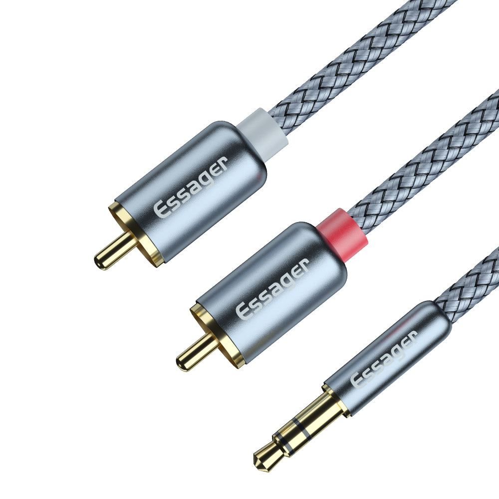 ESSAGER 3.5mm to 2-Male RCA Adapter Audio Stereo Cable 0.5m