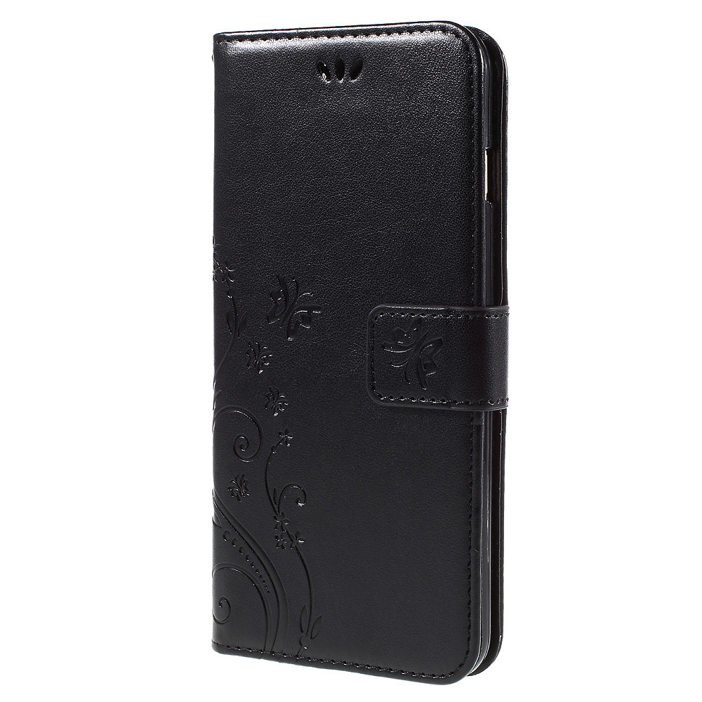 Butterfly Leather Wallet Stand Case for iPhone 6s 6 4.7 inch with Reversed Magnetic Clasp