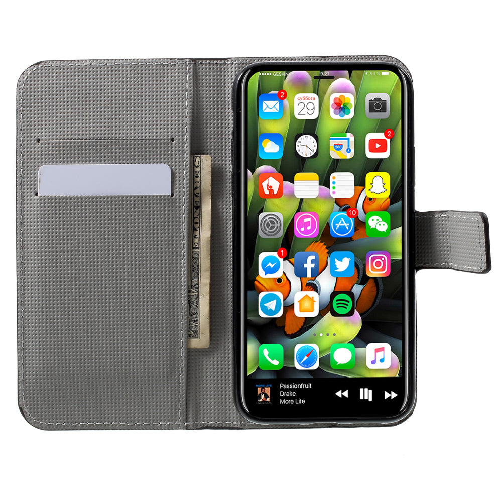 Pattern Printing Wallet Leather Flip Shell for iPhone X/XS 5.8 inch