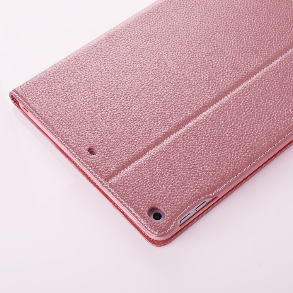 GEBEI Litchi Texture Smart Leather Card Slots Tablet Cover with Stand for iPad 9.7 inch (2018)/9.7 inch (2017)- Rose Gold
