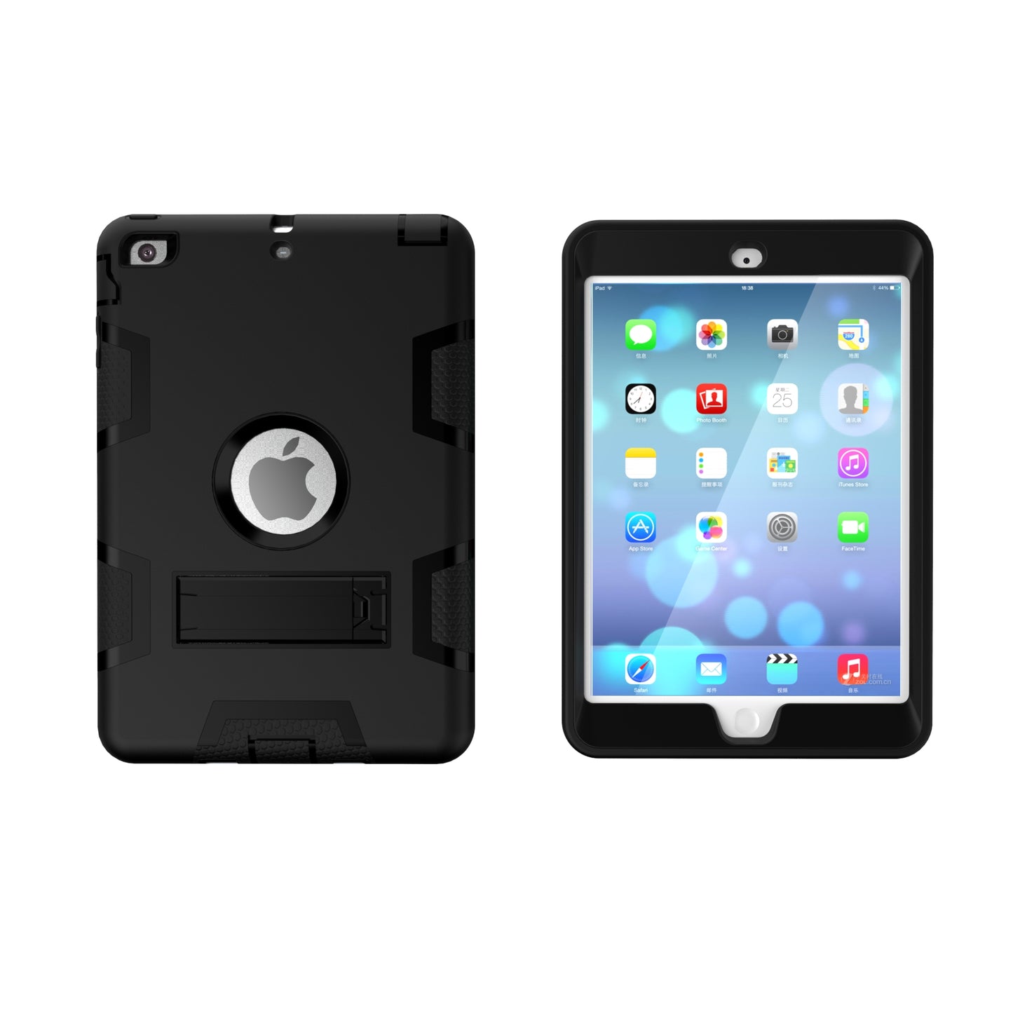 Kickstand PC Silicone Hybrid Armor Defender Case for iPad mini 3 2 1