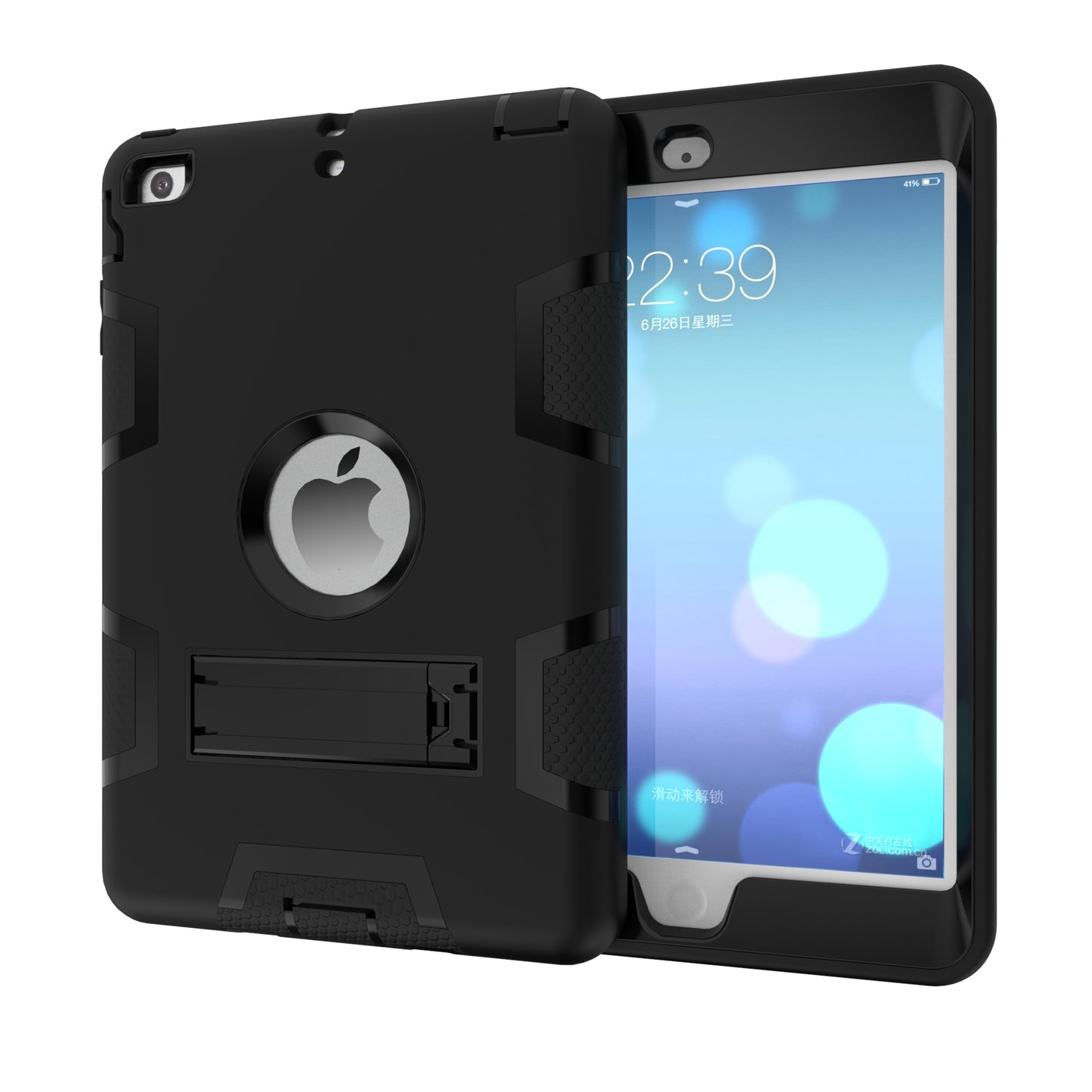Kickstand PC Silicone Hybrid Armor Defender Case for iPad mini 3 2 1