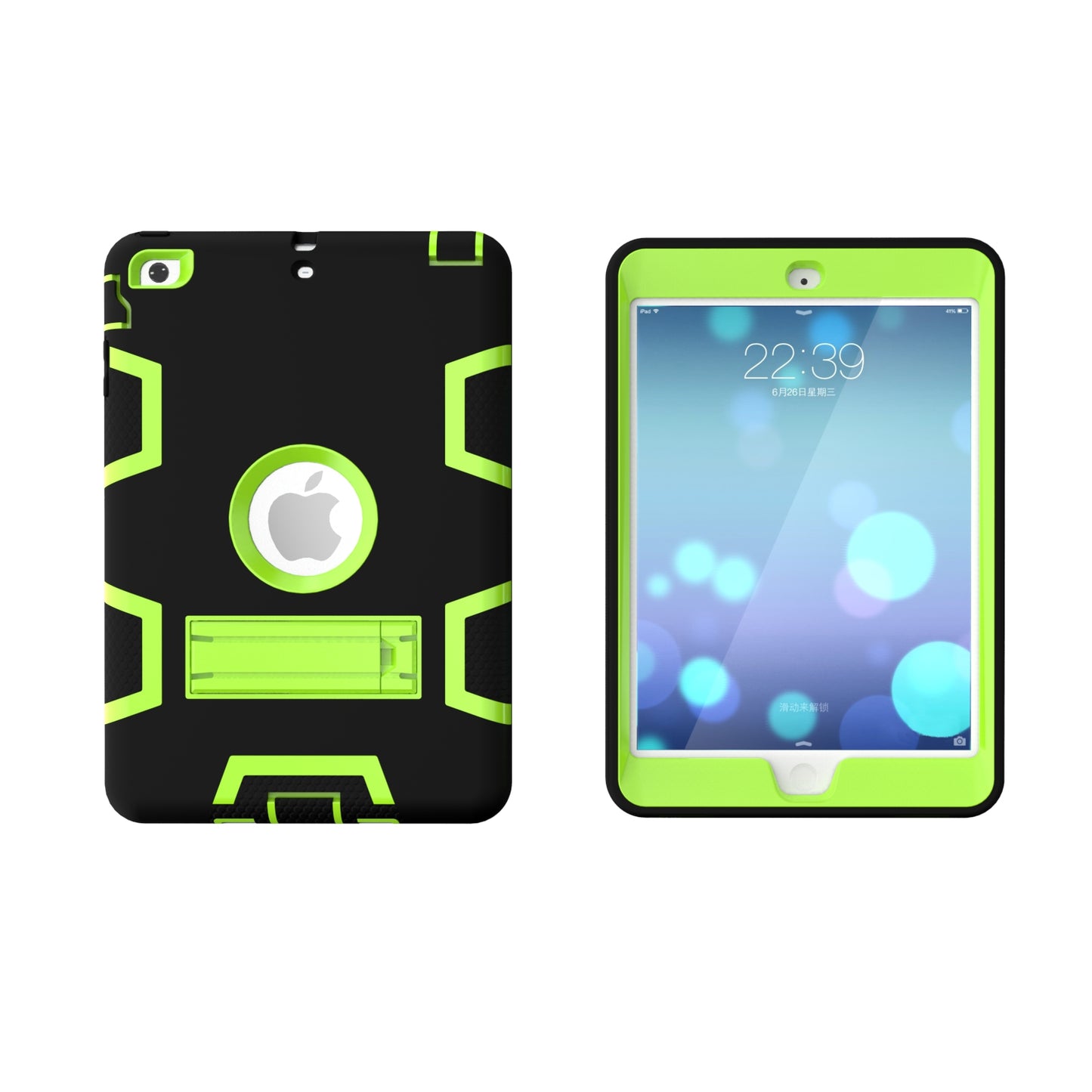 Kickstand PC Silicone Hybrid Armor Defender Case for iPad mini 3 2 1