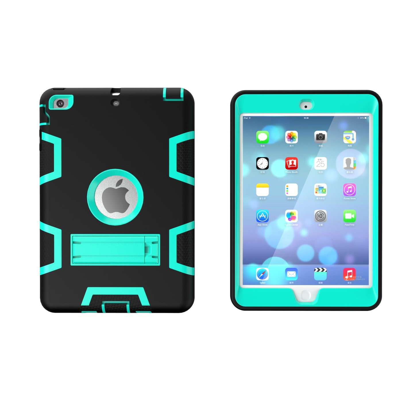 Kickstand PC Silicone Hybrid Armor Defender Case for iPad mini 3 2 1