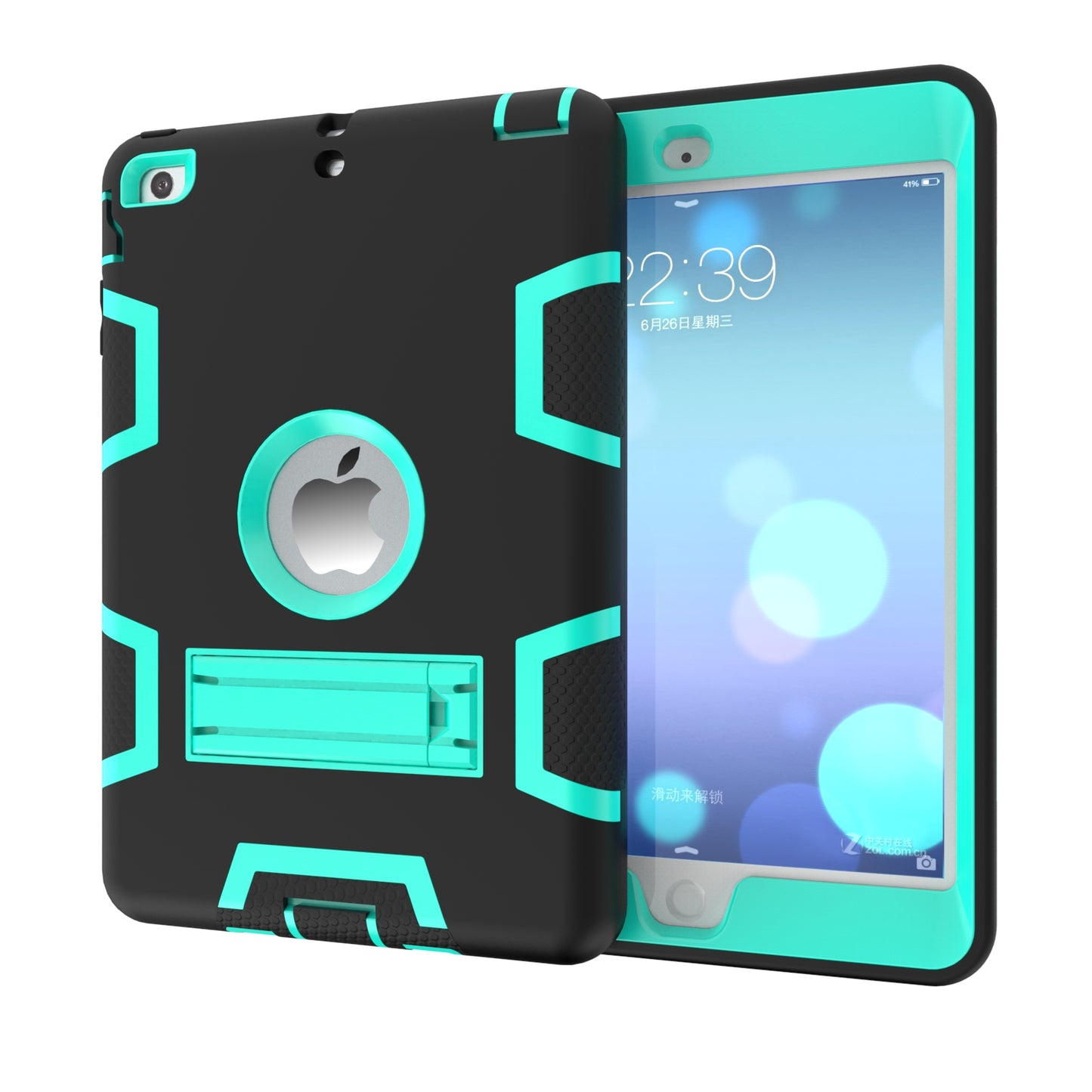 Kickstand PC Silicone Hybrid Armor Defender Case for iPad mini 3 2 1