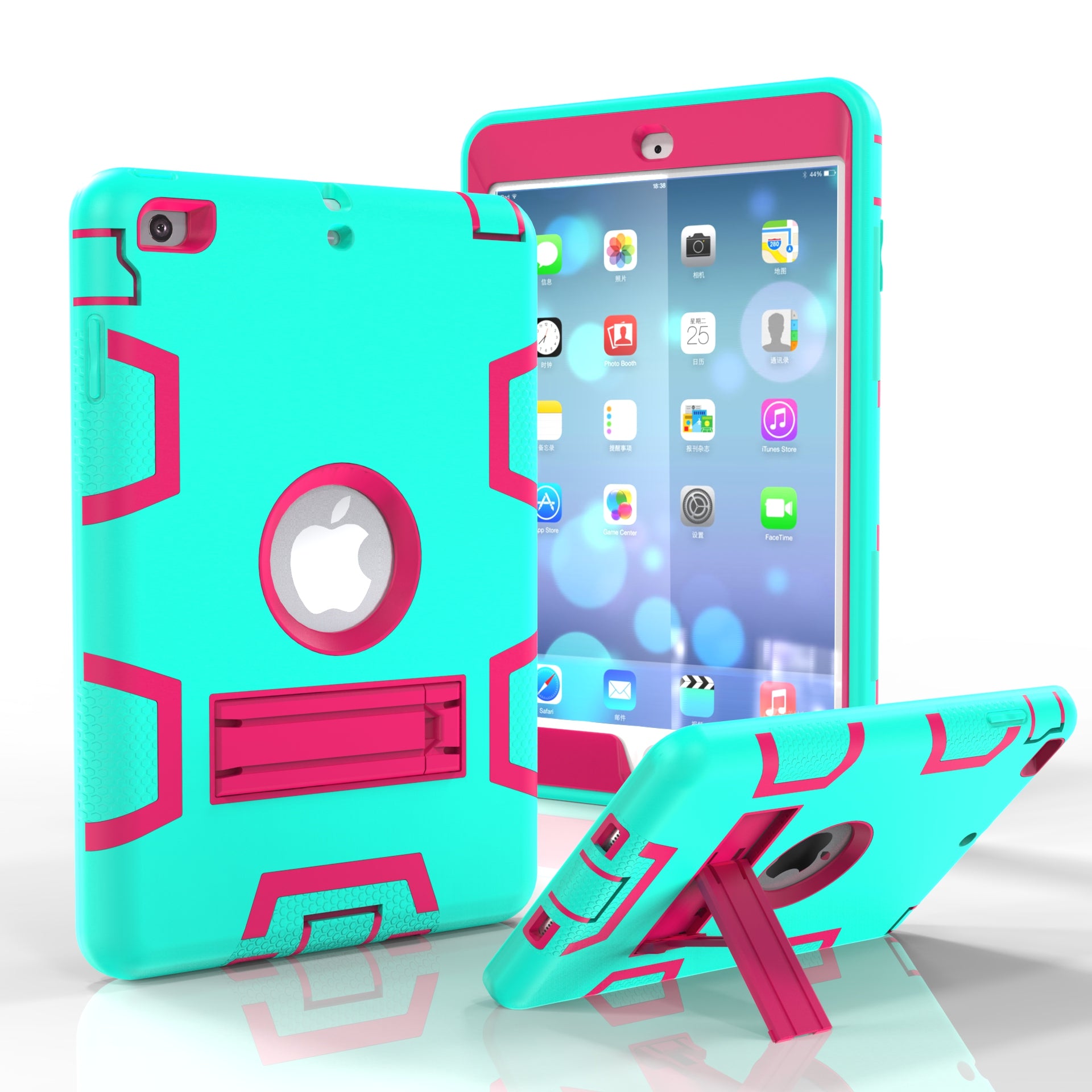 Kickstand PC Silicone Hybrid Armor Defender Case for iPad mini 3 2 1
