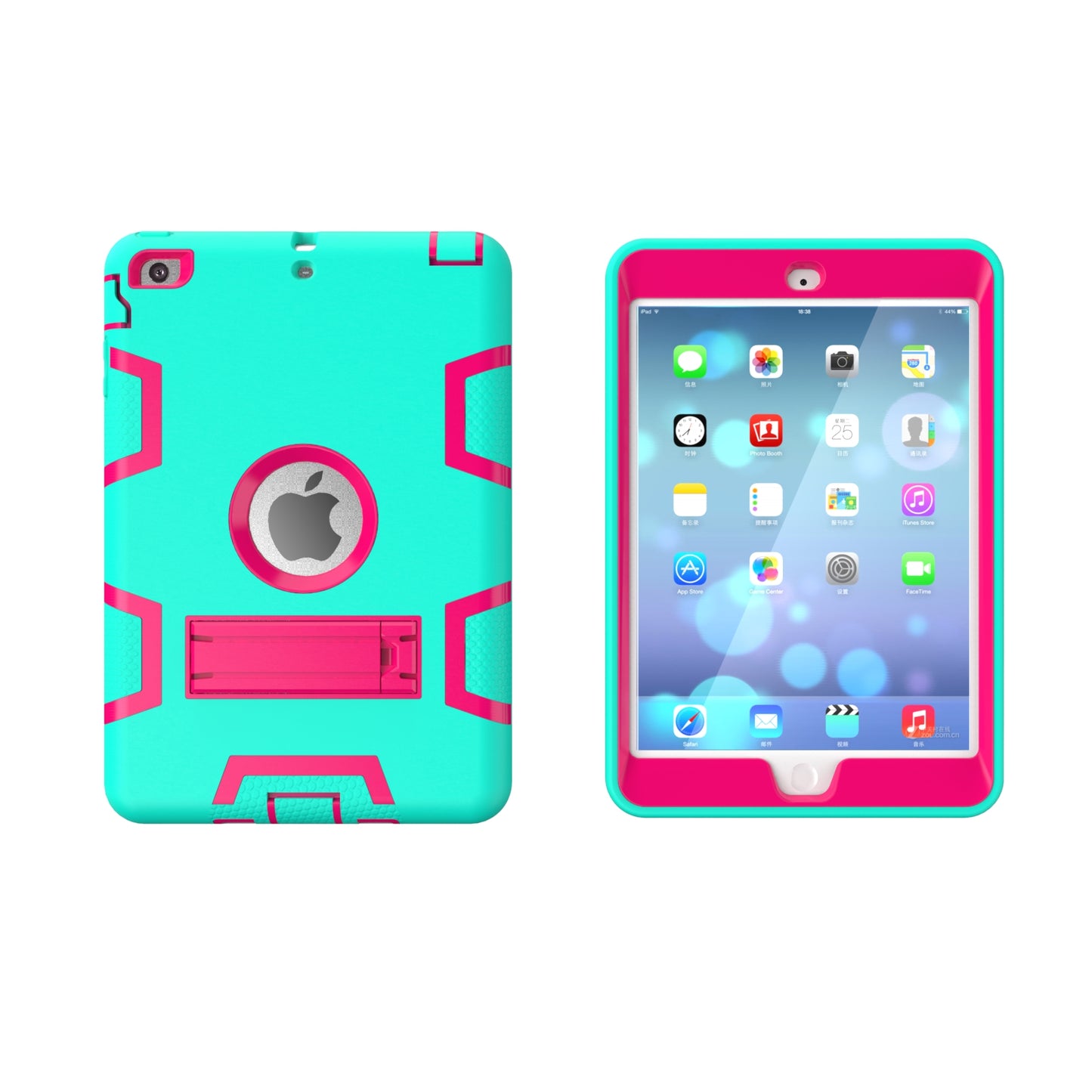 Kickstand PC Silicone Hybrid Armor Defender Case for iPad mini 3 2 1