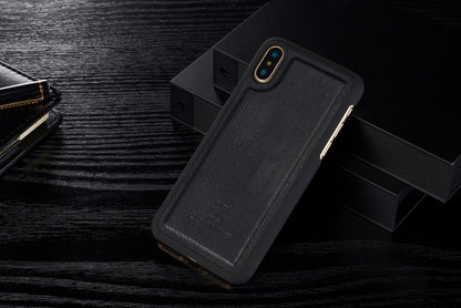 DG.MING For iPhone X/XS 5.8 inch Shockproof Anti-scratch Split Leather Wallet Cover + Detachable PC Phone Case