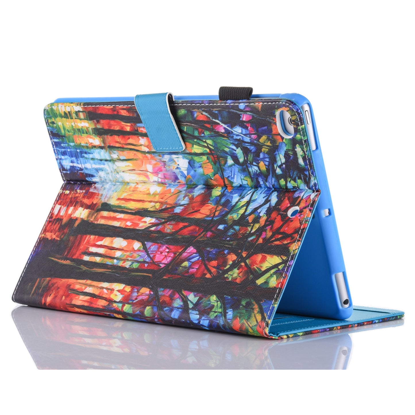 Pattern Printing Card Holder Leather Stand Smart Tablet Case for iPad 9.7 inch (2018)/9.7-inch (2017)