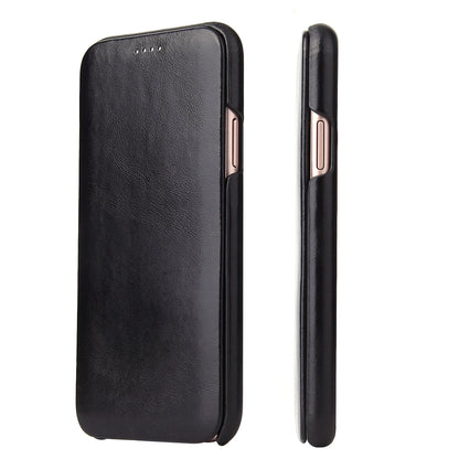 FIERRE SHANN Full Grain Genuine Leather Flip Shell for iPhone X (Ten) 5.8 inch