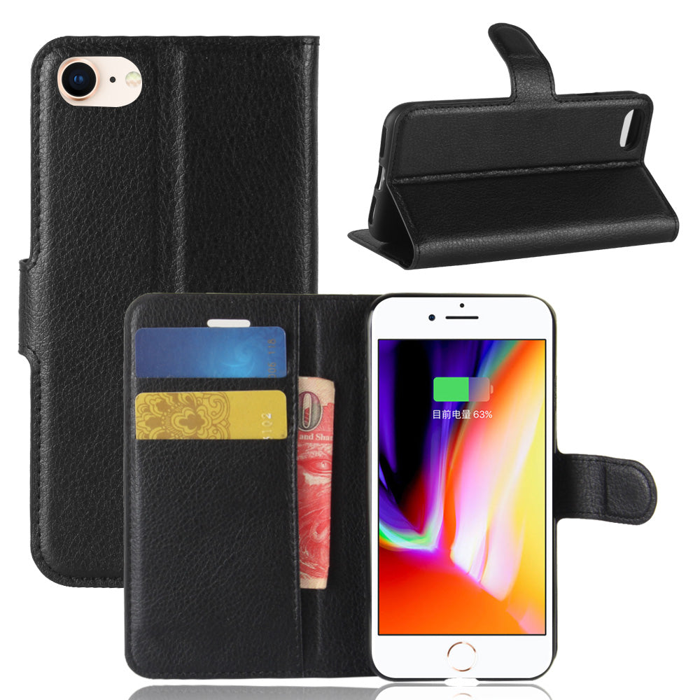 Stand Feature Litchi Skin PU Leather Wallet Magnetic Protective Cover for iPhone 7/8 4.7 inch/SE (2020)/SE (2022)