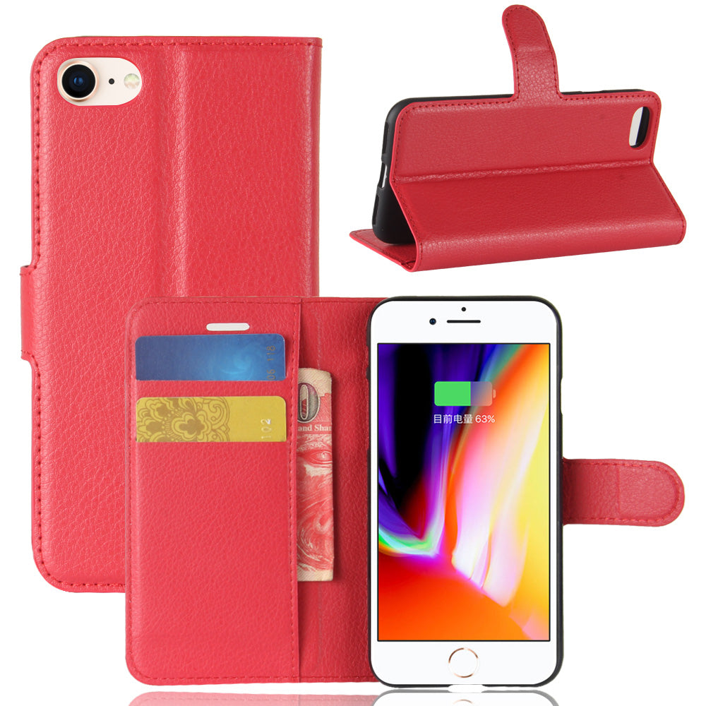 Stand Feature Litchi Skin PU Leather Wallet Magnetic Protective Cover for iPhone 7/8 4.7 inch/SE (2020)/SE (2022)