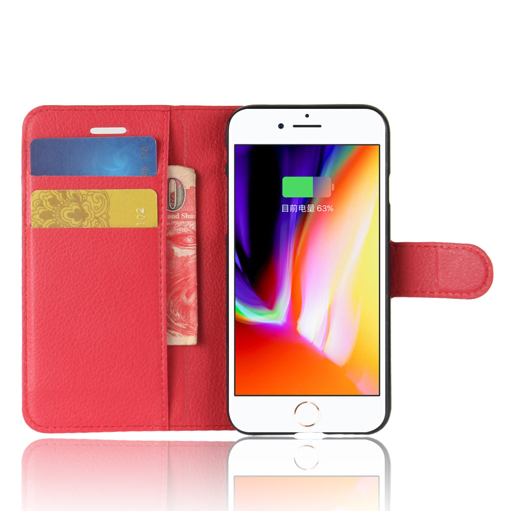 Stand Feature Litchi Skin PU Leather Wallet Magnetic Protective Cover for iPhone 7/8 4.7 inch/SE (2020)/SE (2022)