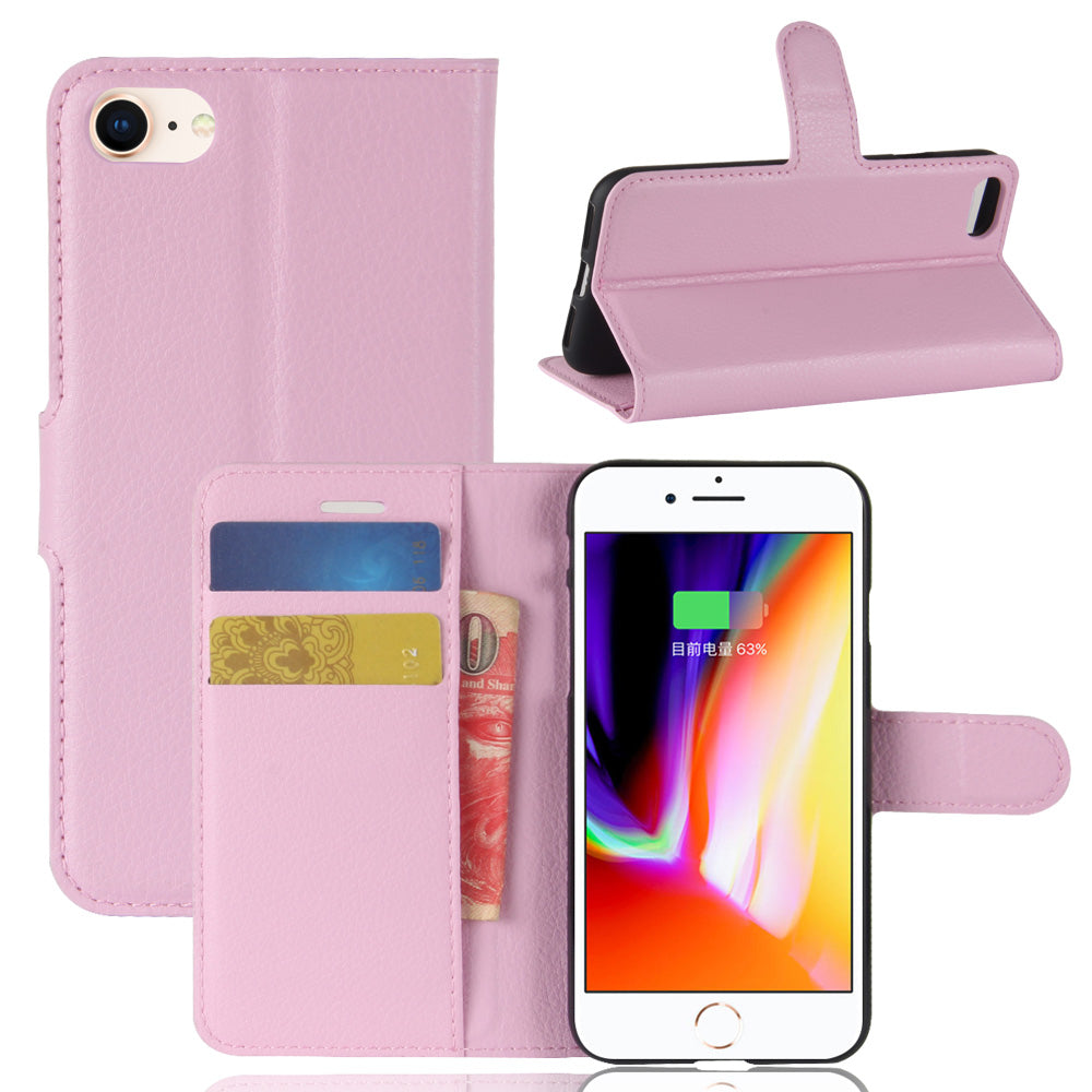 Stand Feature Litchi Skin PU Leather Wallet Magnetic Protective Cover for iPhone 7/8 4.7 inch/SE (2020)/SE (2022)