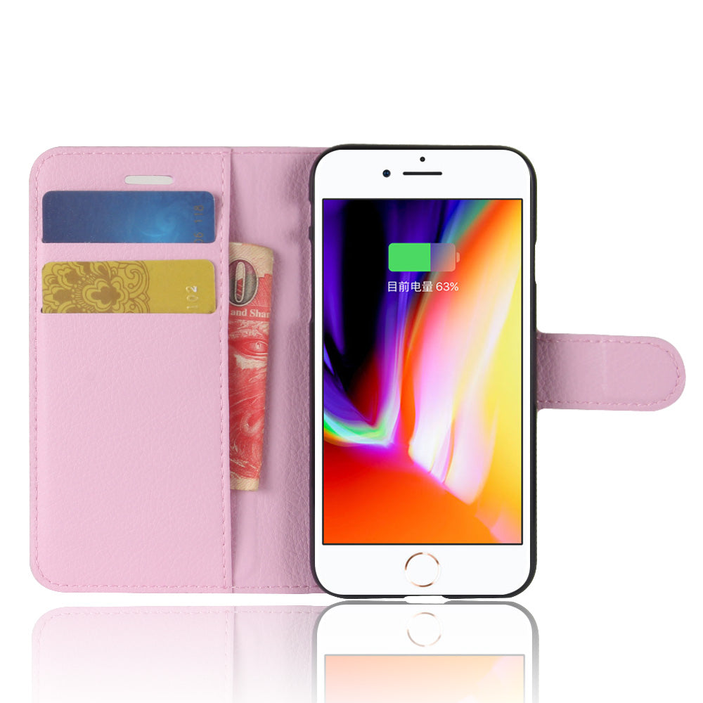 Stand Feature Litchi Skin PU Leather Wallet Magnetic Protective Cover for iPhone 7/8 4.7 inch/SE (2020)/SE (2022)