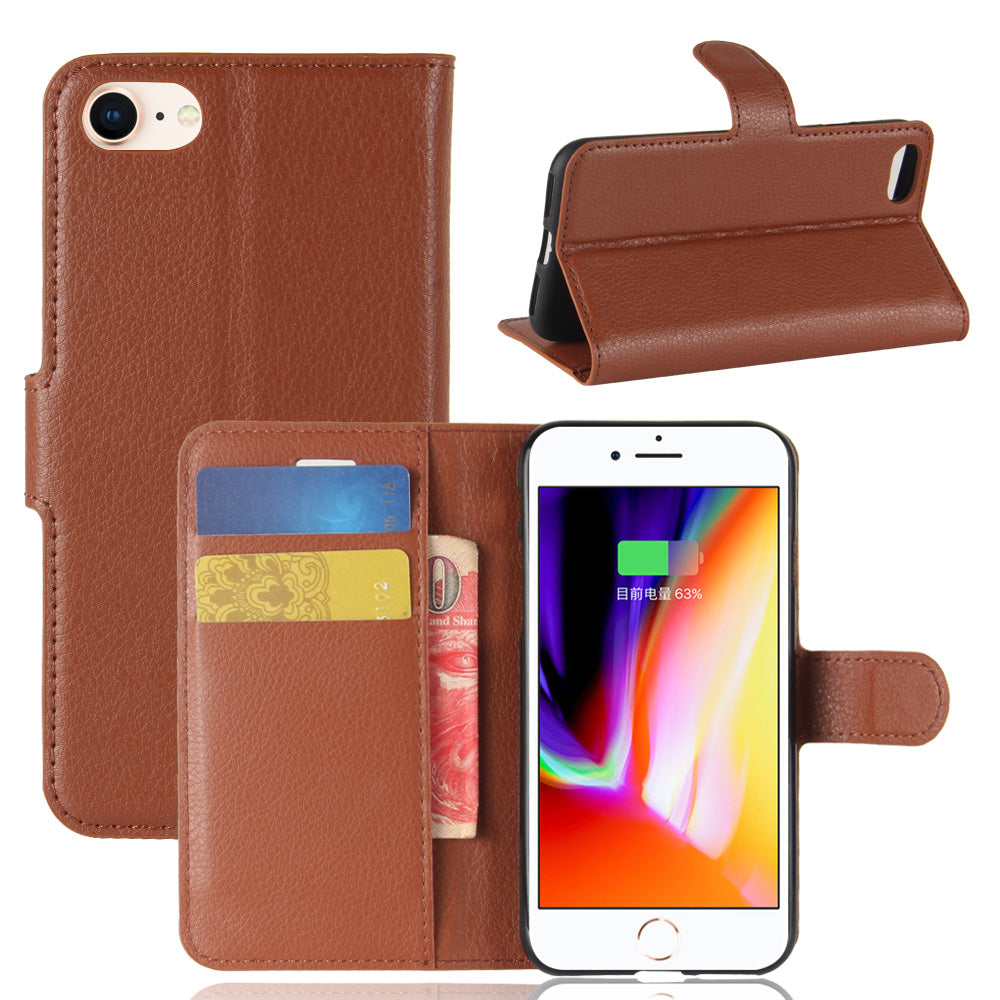 Stand Feature Litchi Skin PU Leather Wallet Magnetic Protective Cover for iPhone 7/8 4.7 inch/SE (2020)/SE (2022)