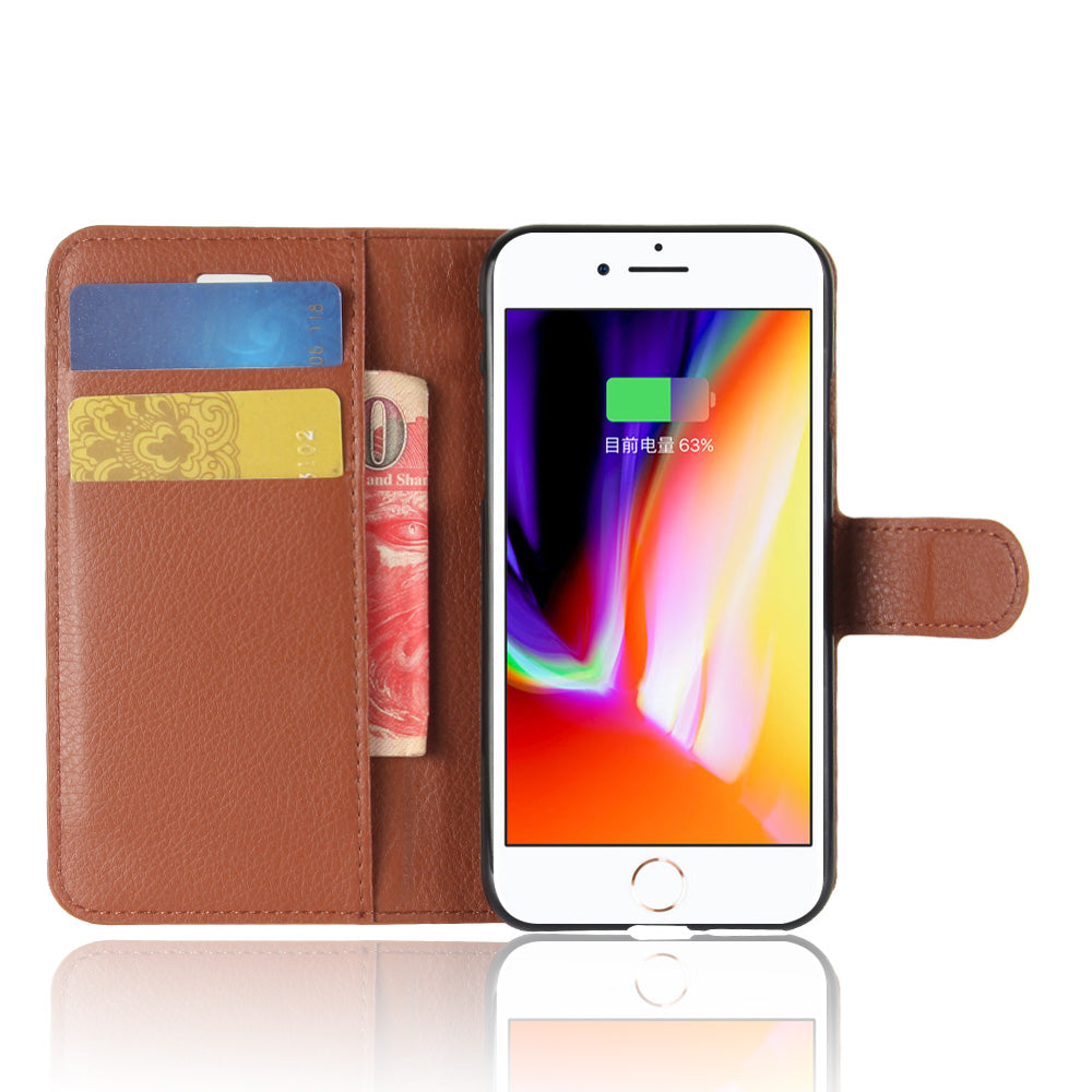 Stand Feature Litchi Skin PU Leather Wallet Magnetic Protective Cover for iPhone 7/8 4.7 inch/SE (2020)/SE (2022)