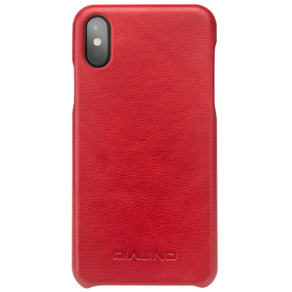 QIALINO Cowhide Leather Coated PC Back Casing for iPhone X / XS 5.8 inch Hard Phone Accessory