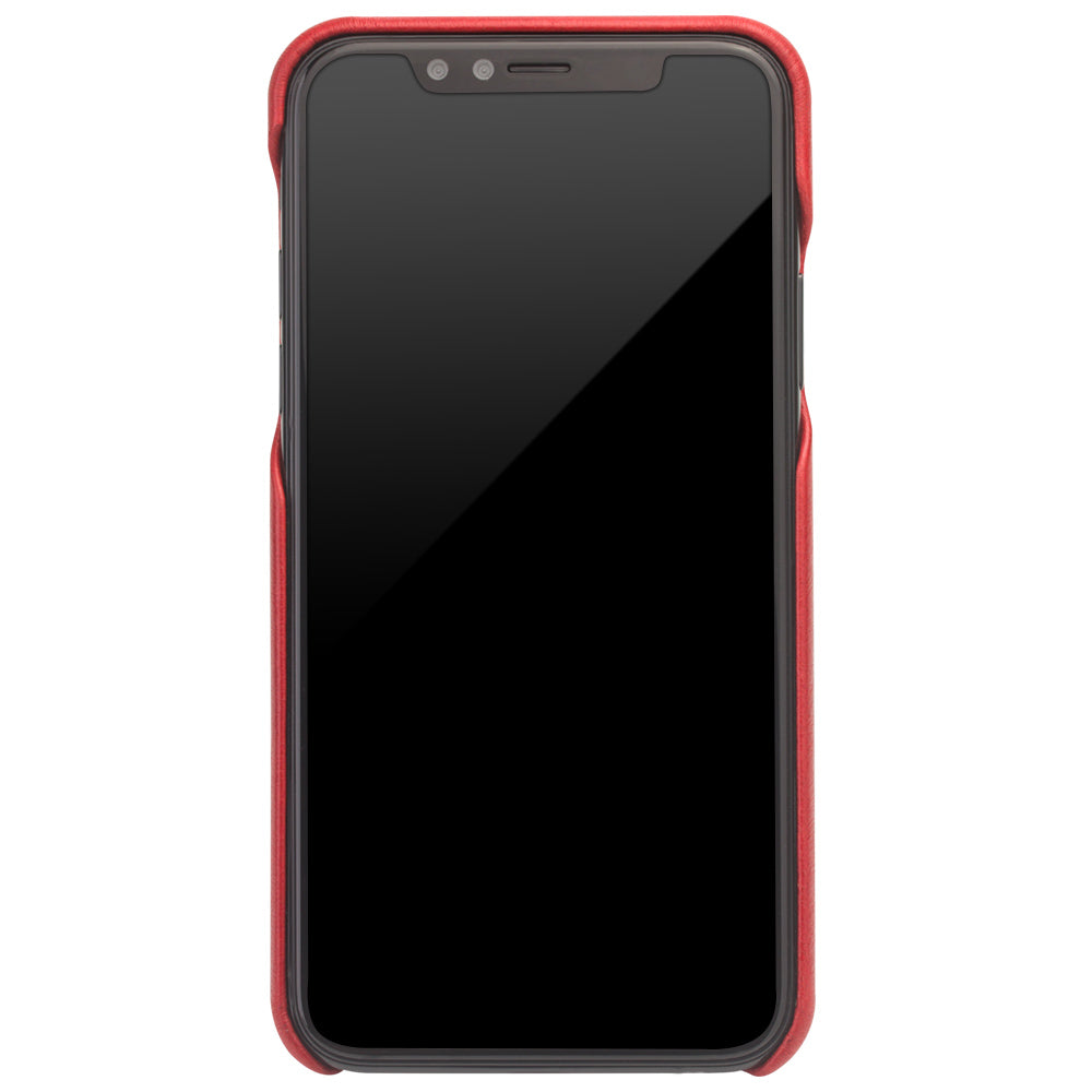 QIALINO Cowhide Leather Coated PC Back Casing for iPhone X / XS 5.8 inch Hard Phone Accessory