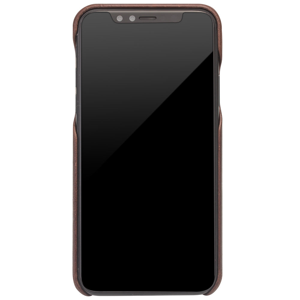 QIALINO Cowhide Leather Coated PC Back Casing for iPhone X / XS 5.8 inch Hard Phone Accessory