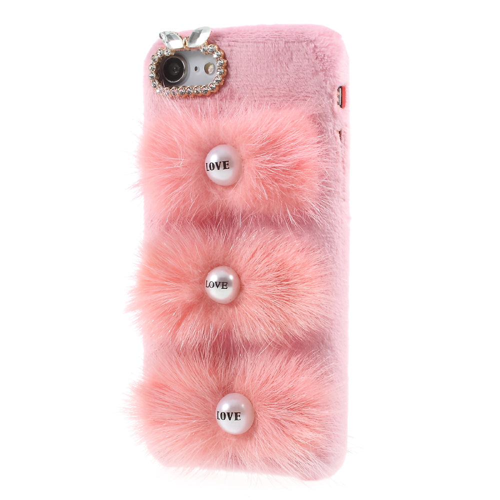 For iPhone 7/8 4.7 inch/SE (2020)/SE (2022) 3D Rabbit Rhinestone Fur PC TPU Protection Cover