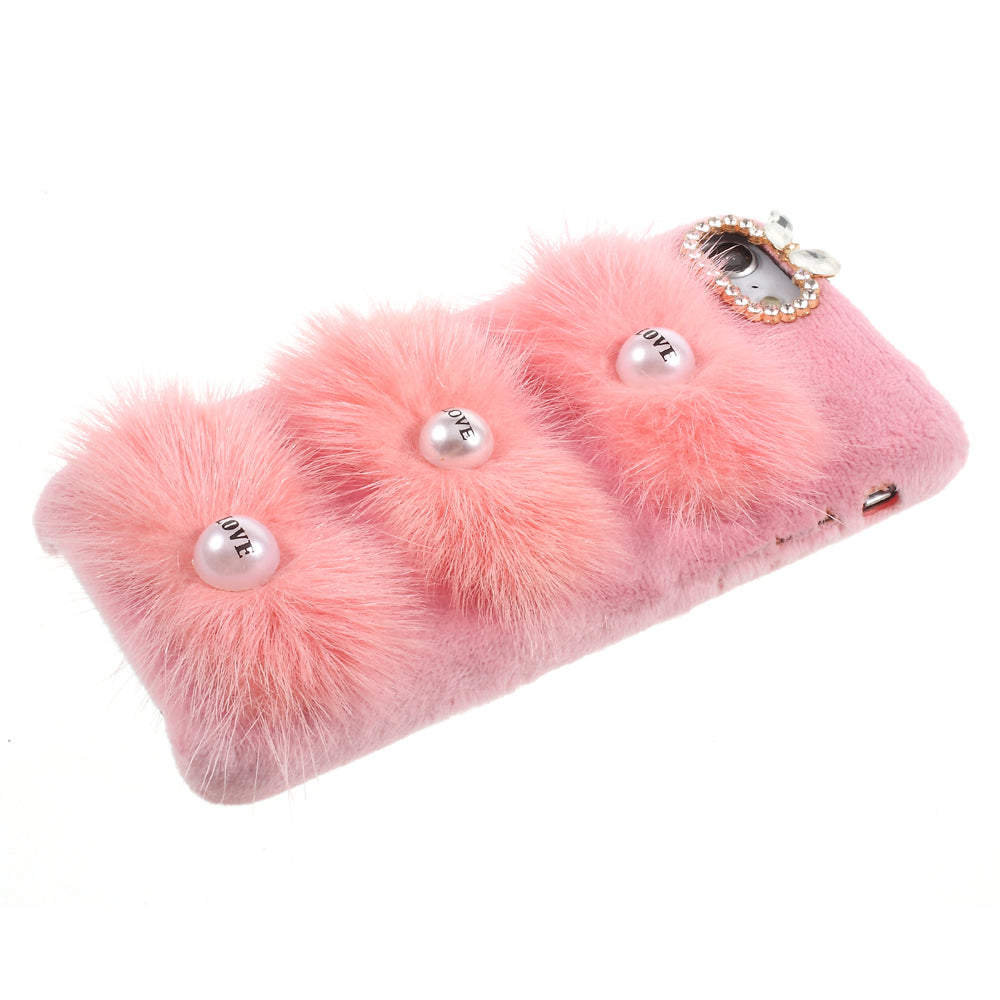 For iPhone 7/8 4.7 inch/SE (2020)/SE (2022) 3D Rabbit Rhinestone Fur PC TPU Protection Cover