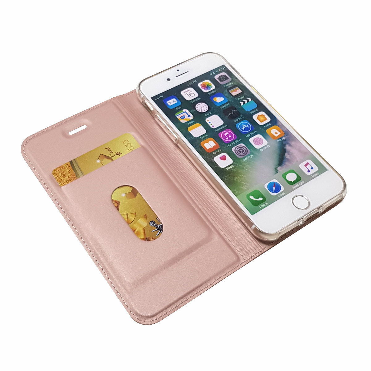 Magnetic Adsorption Stand Leather Card Holder Cover for iPhone SE (2020)/SE (2022)/8/7 4.7 inch