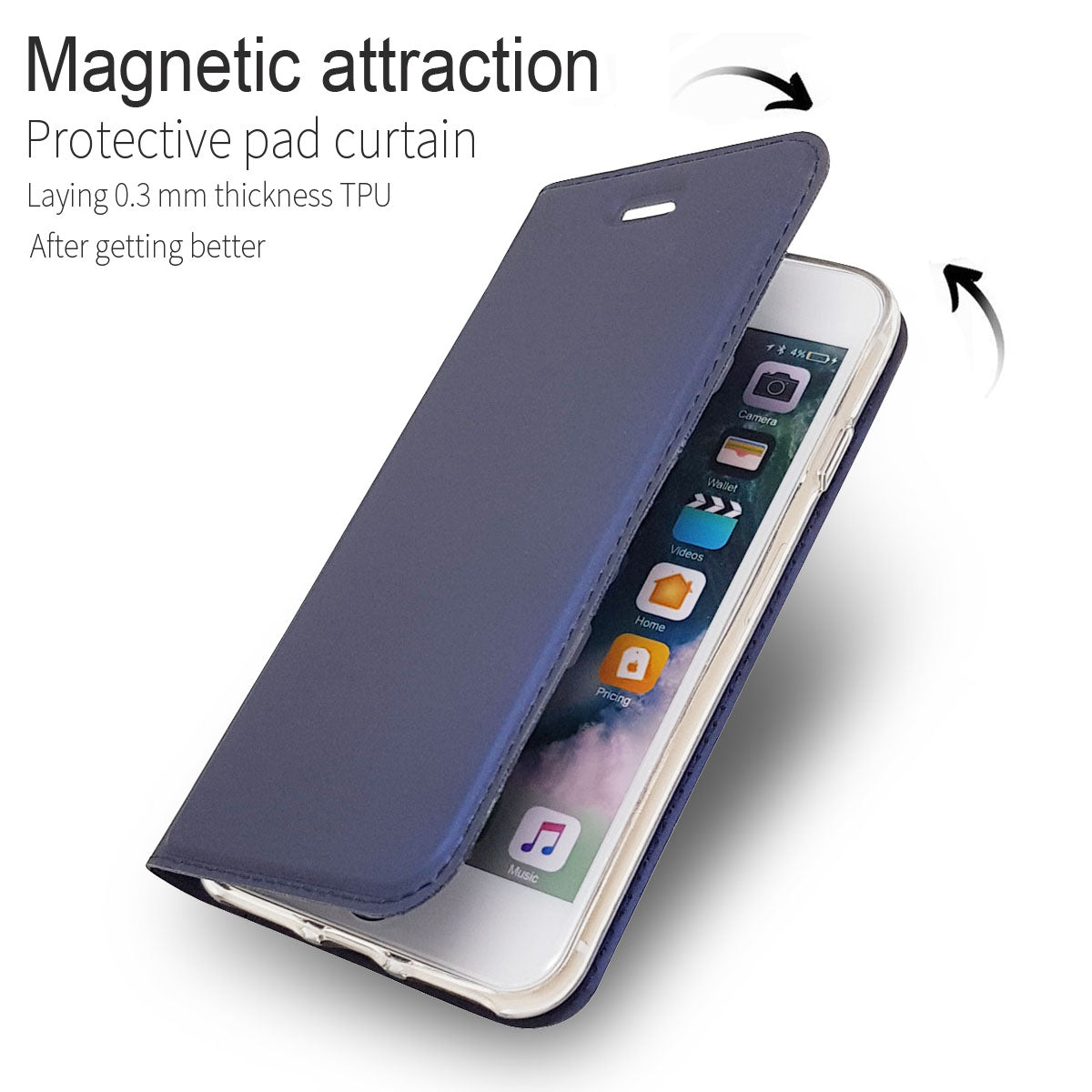 Magnetic Adsorption Stand Leather Card Holder Cover for iPhone SE (2020)/SE (2022)/8/7 4.7 inch