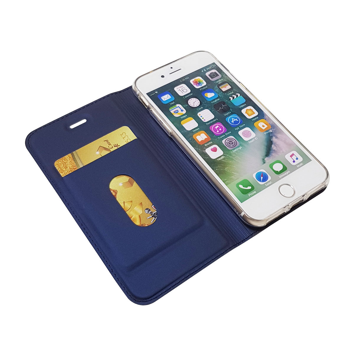 Magnetic Adsorption Stand Leather Card Holder Cover for iPhone SE (2020)/SE (2022)/8/7 4.7 inch