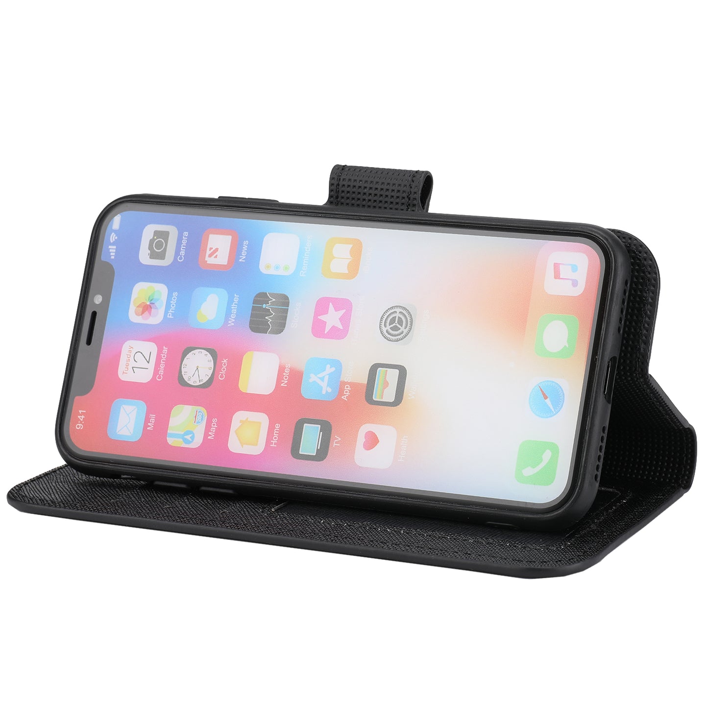 Cross Texture Leather Cover + Detachable TPU Back Case foriPhone X/XS 5.8 inch