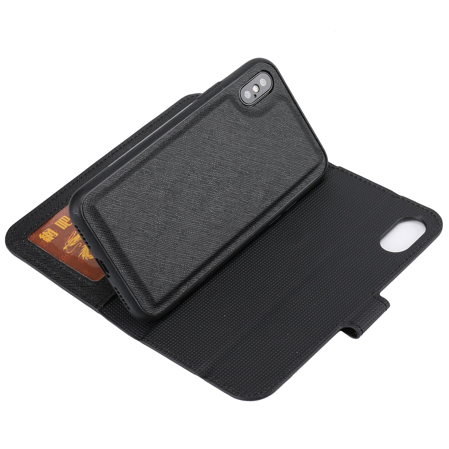Cross Texture Leather Cover + Detachable TPU Back Case foriPhone X/XS 5.8 inch