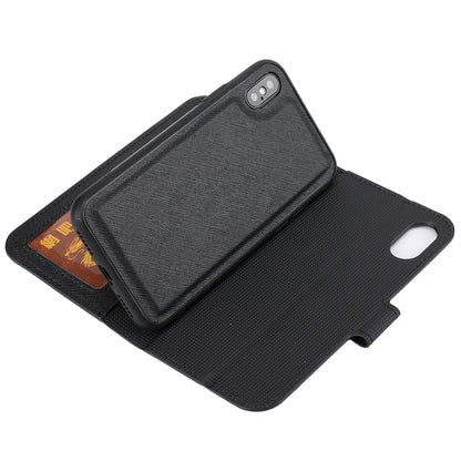 Cross Texture Leather Cover + Detachable TPU Back Case foriPhone X/XS 5.8 inch