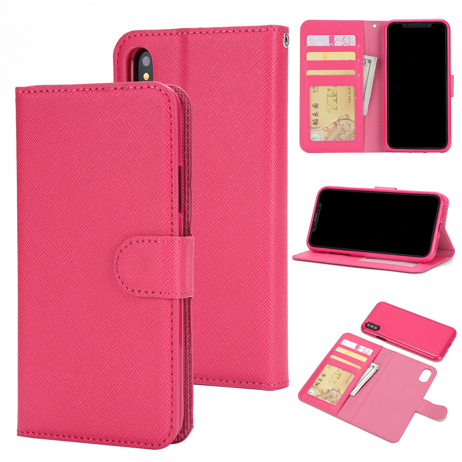 Cross Texture Leather Cover + Detachable TPU Back Case foriPhone X/XS 5.8 inch