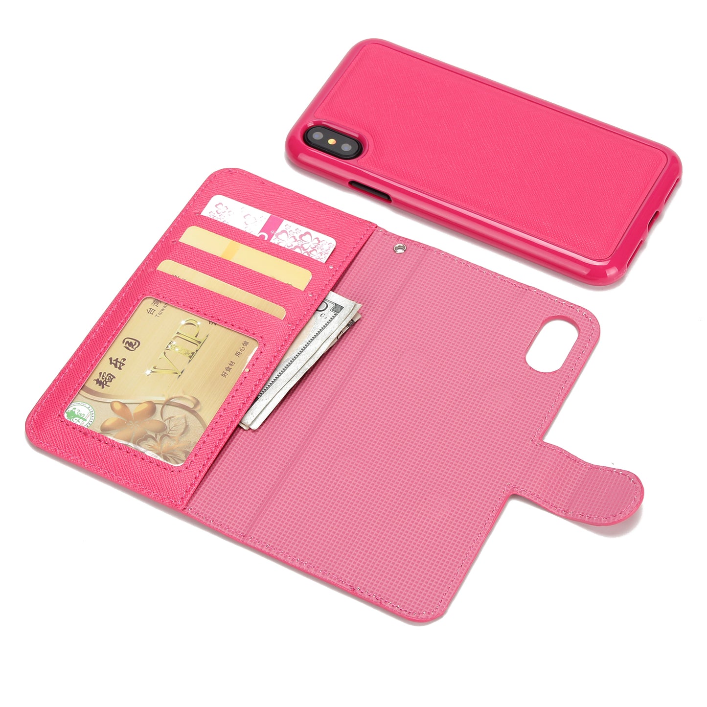 Cross Texture Leather Cover + Detachable TPU Back Case foriPhone X/XS 5.8 inch