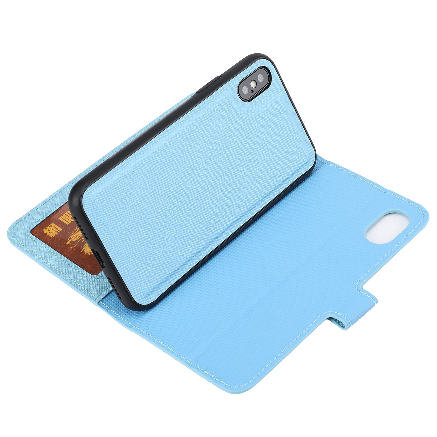 Cross Texture Leather Cover + Detachable TPU Back Case foriPhone X/XS 5.8 inch
