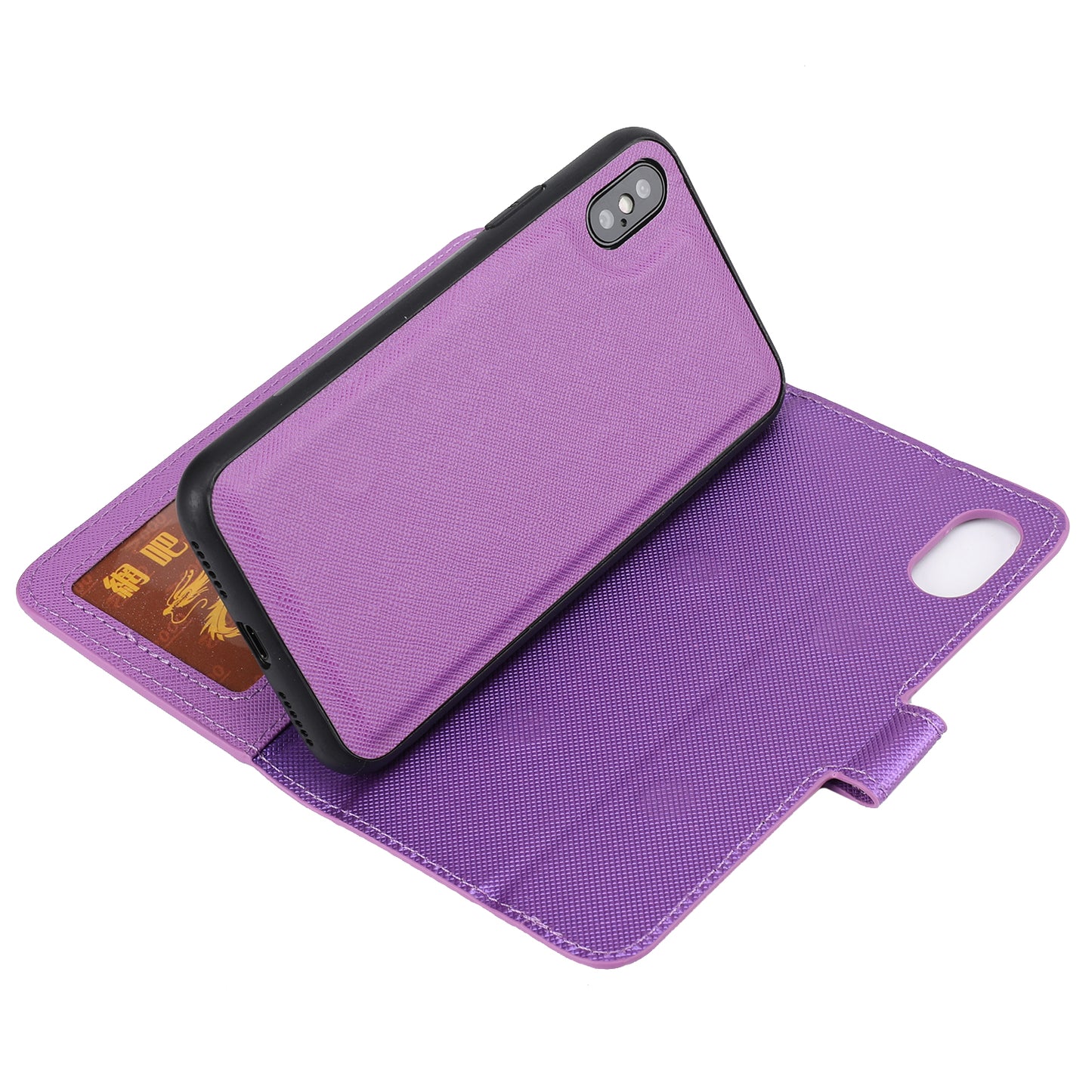 Cross Texture Leather Cover + Detachable TPU Back Case foriPhone X/XS 5.8 inch