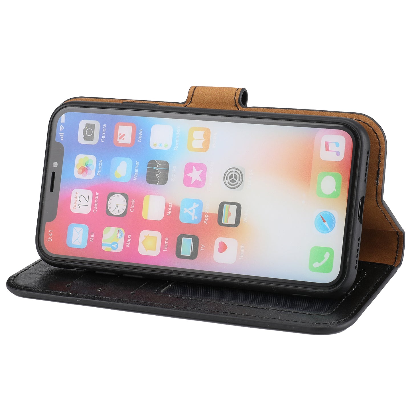 Crazy Horse Leather Cover + Removable TPU Back Case for iPhone X/XS 5.8 (Ten)