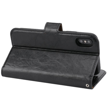 Crazy Horse Leather Cover + Removable TPU Back Case for iPhone X/XS 5.8 (Ten)