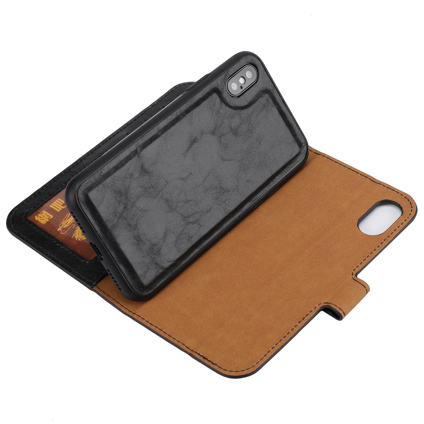 Crazy Horse Leather Cover + Removable TPU Back Case for iPhone X/XS 5.8 (Ten)