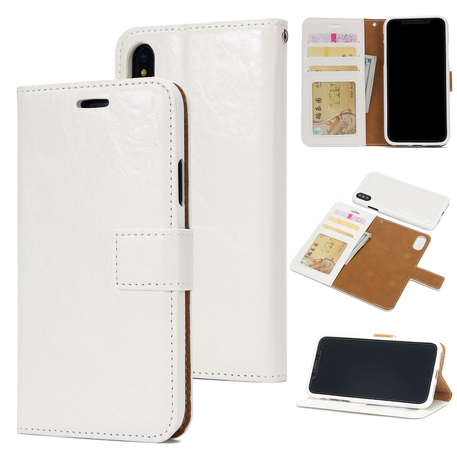 Crazy Horse Leather Cover + Removable TPU Back Case for iPhone X/XS 5.8 (Ten)