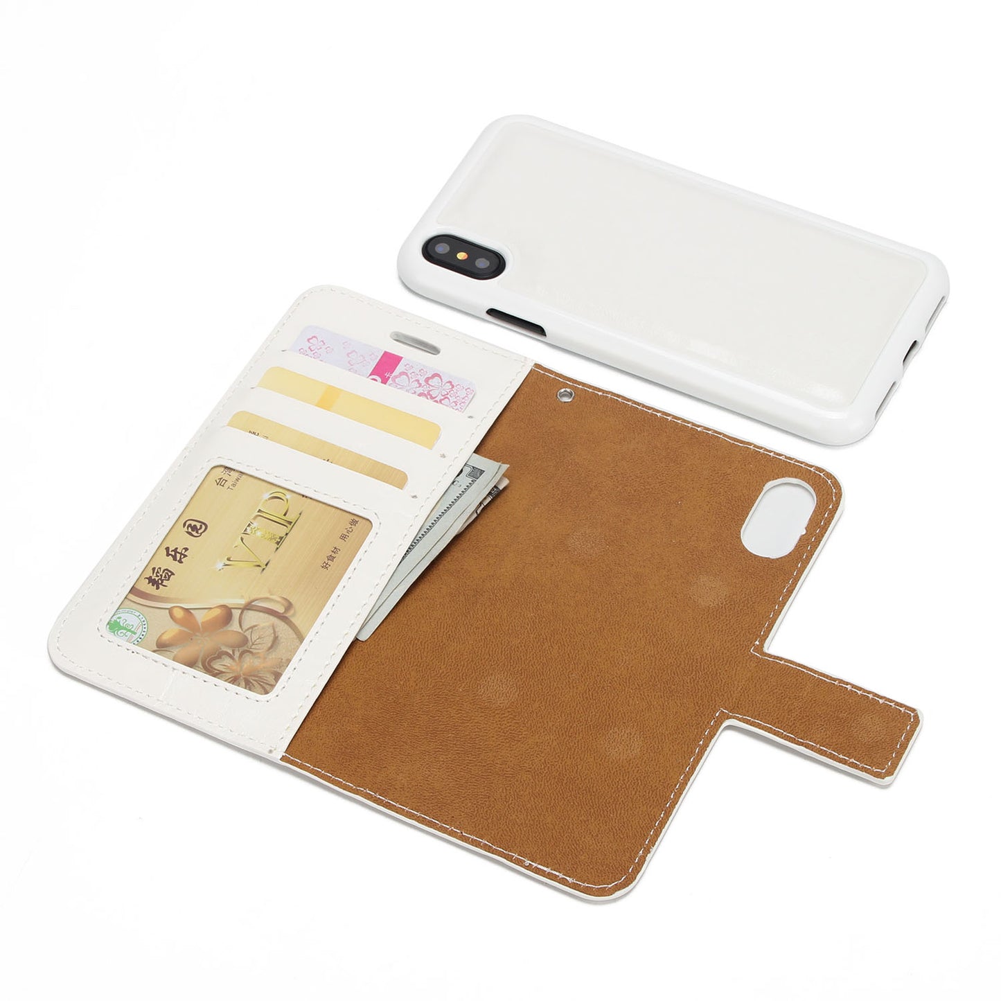 Crazy Horse Leather Cover + Removable TPU Back Case for iPhone X/XS 5.8 (Ten)